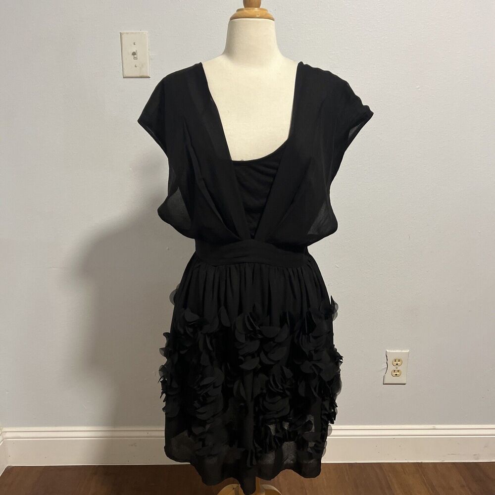 ICHI 90's Y2K Black Whimsigoth‎ Dark Fairy Party V Neck Goth Dress 36/6